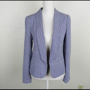 LOFT Geometric Floral Blue & White Blazer Sz S